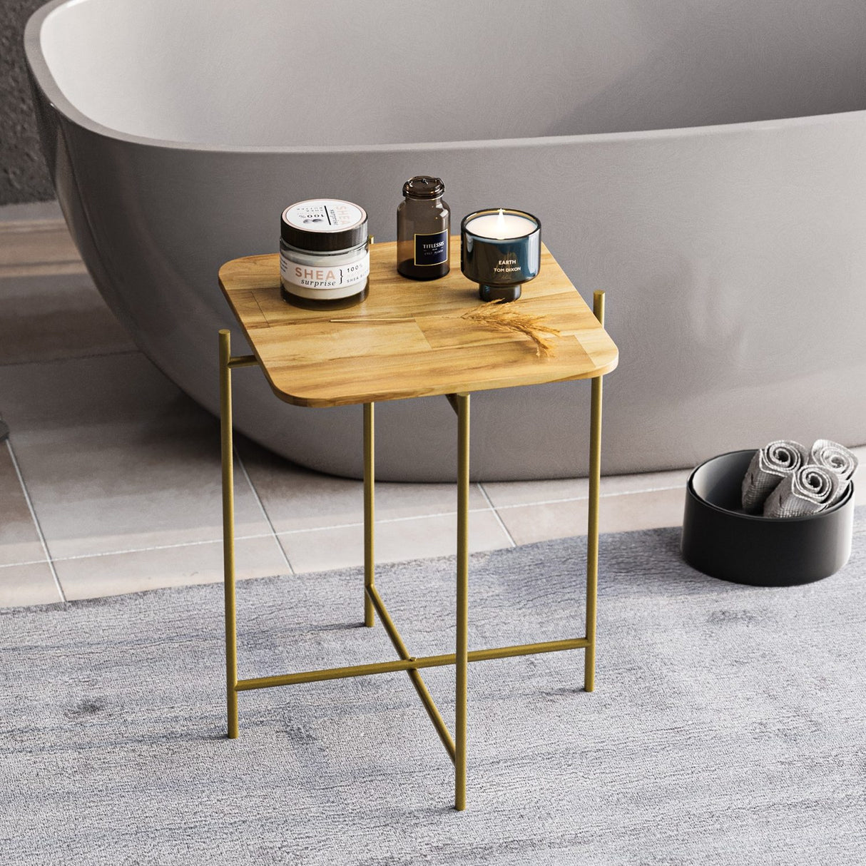 Bamako V (46 x 56 x 46 cm) Soffbord Guld Natur