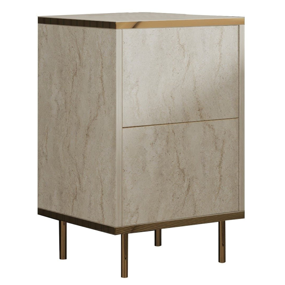 Bilbao Sängbord Travertine / Gold
