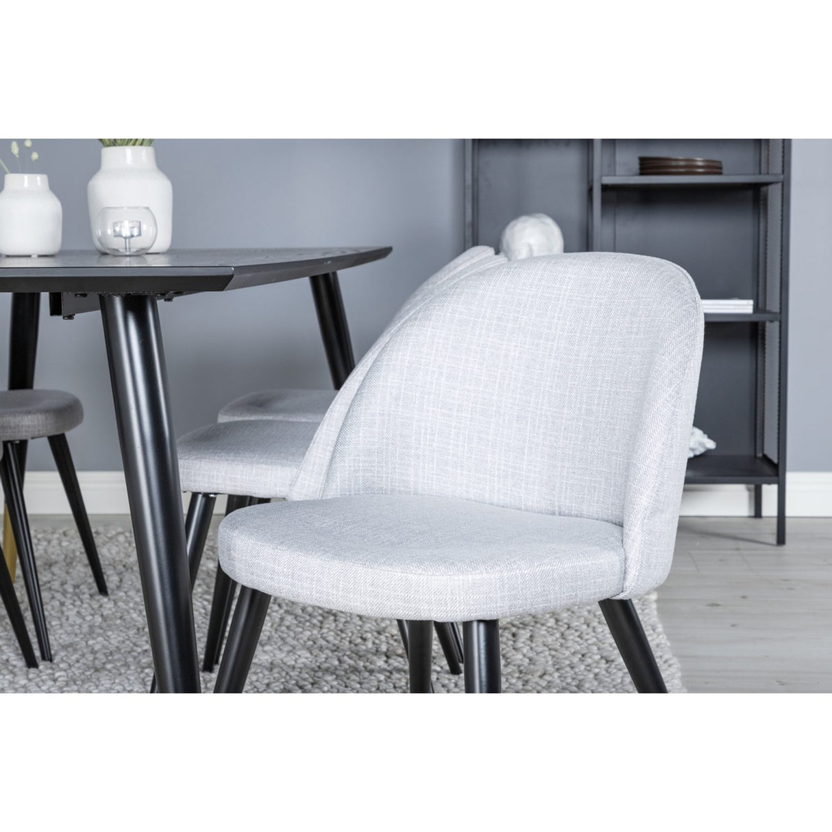 Dipp, Velvet Rektangulär matgrupp Svart,Ljusgrå, Svart,Guld, 180 x 90
