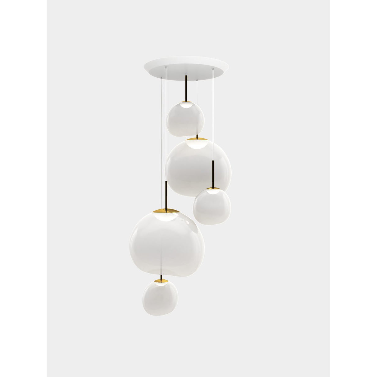 Melt Large Rund Pendelsystem LED Opalescent, Gold
