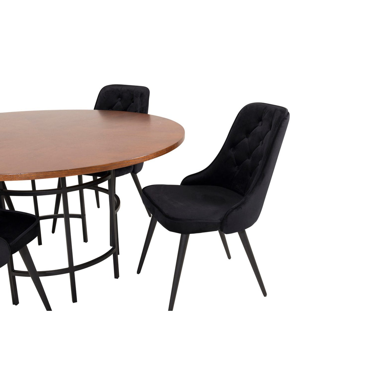 Copenhagen, Velvet Deluxe Rund matgrupp Svart, Svart,Brun, ⌀140