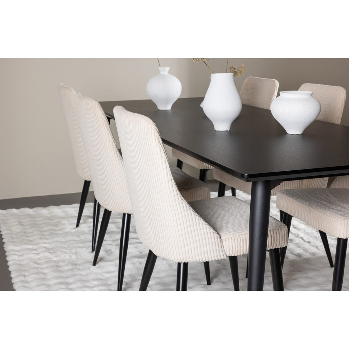 Ellis, Leone Rektangulär matgrupp Beige,Svart, Svart, 230 x 85