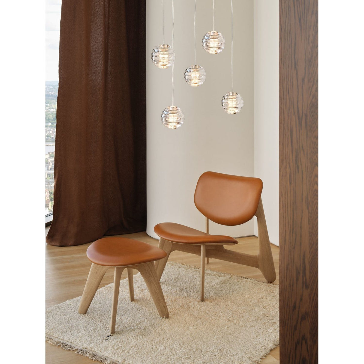 Slab Ottoman Natural Leather Cognac