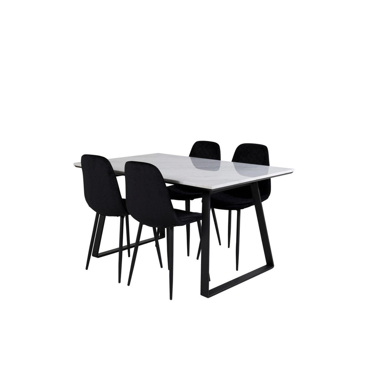 Estelle, Polar Rektangulär matgrupp Svart, Svart, vit, 140 x 90