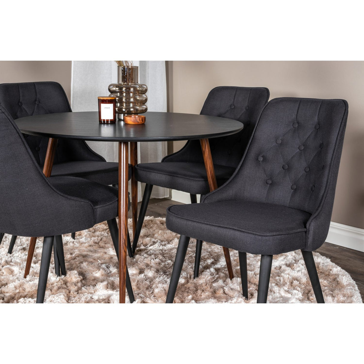 Plaza, Velvet Deluxe Rund matgrupp Svart, Svart
