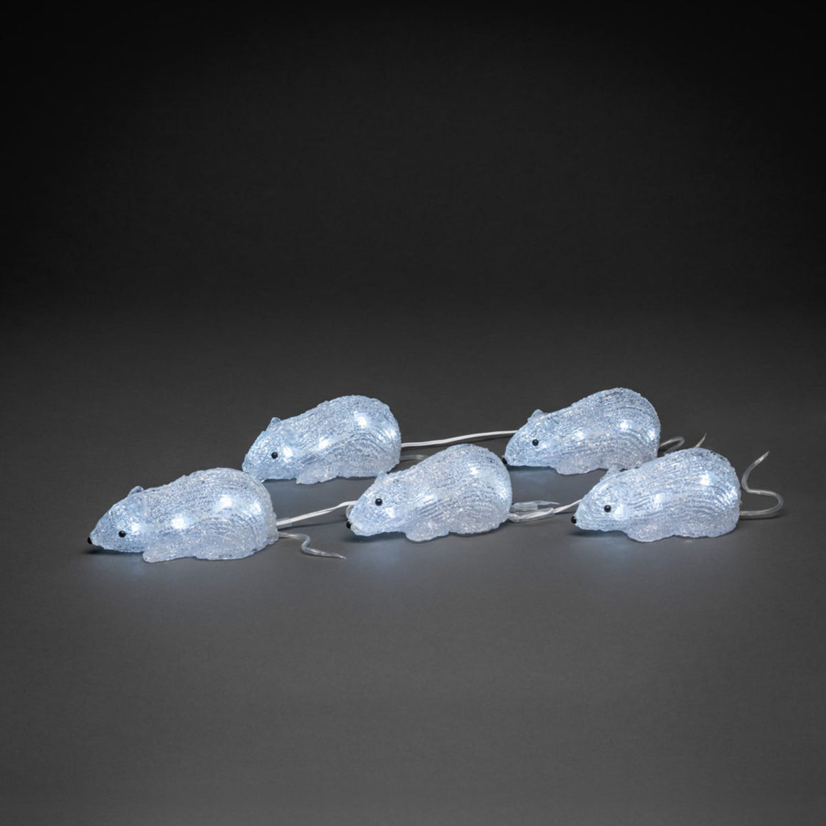 Möss akryl 5st LED Ljusdekoration Ute