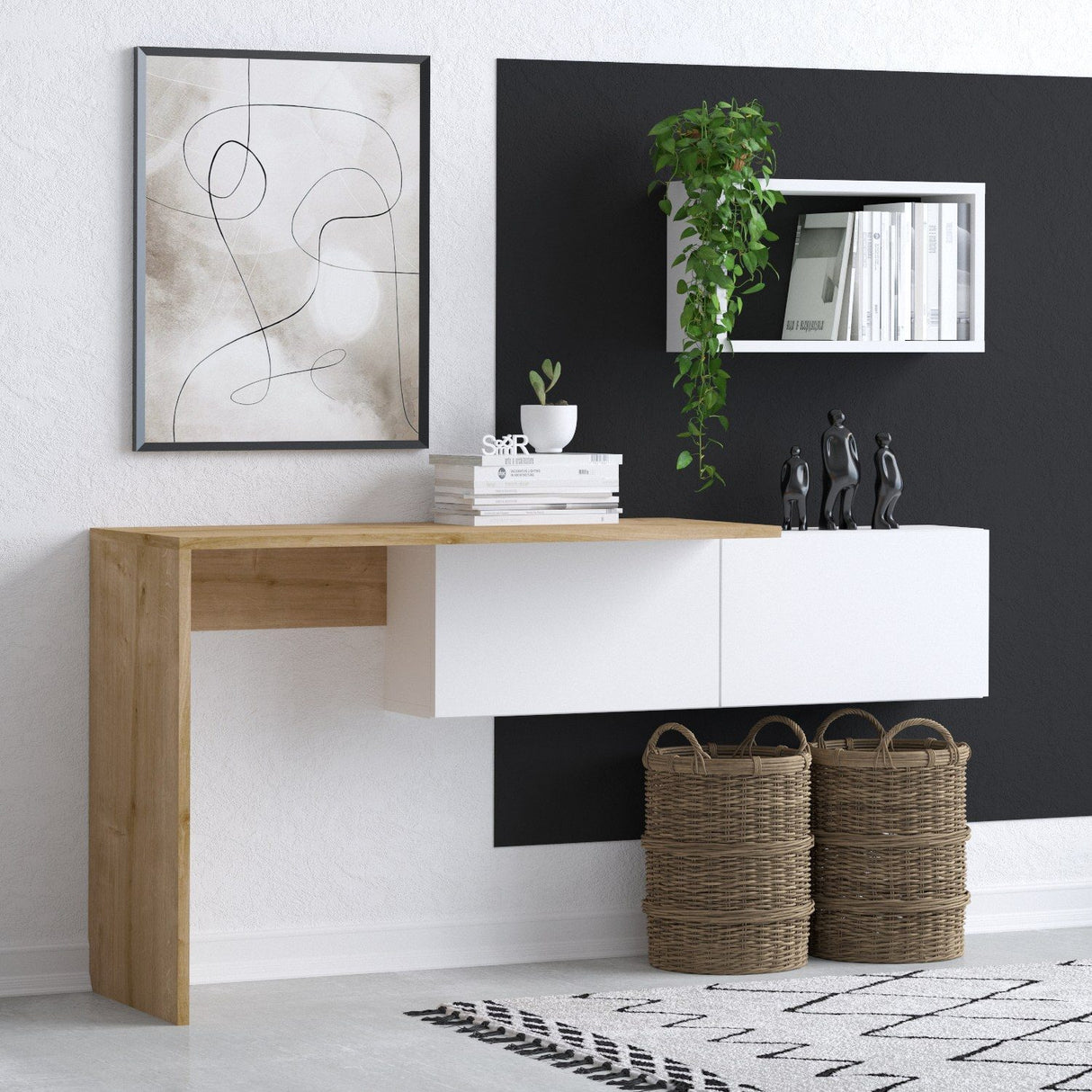 Funafuti (145 x 74 x 45 cm) Vit ek Skrivbord för studier