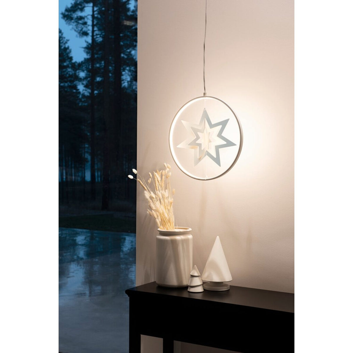 Hängande Metall Varmvita LED Julstjärna Inne Vit