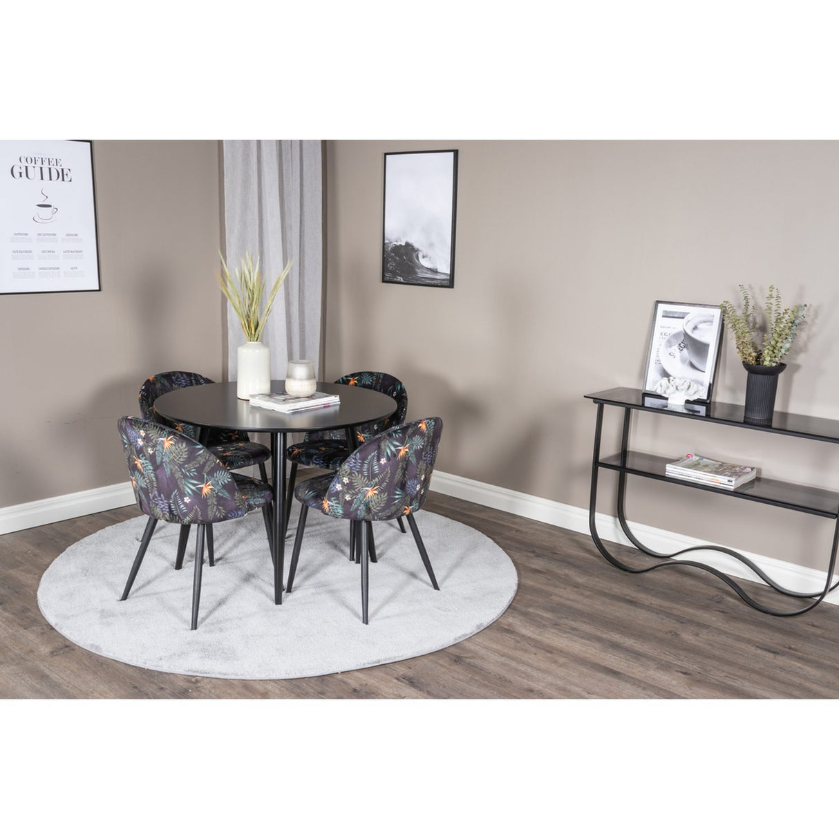 Plaza, Sammet Rund matgrupp Svart, Svart, 4st