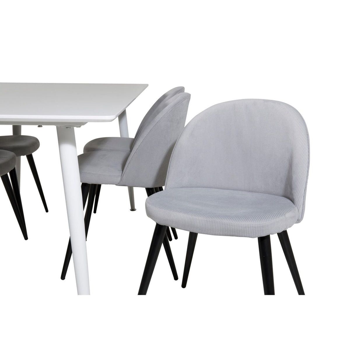 Polar, Velvet Rektangulär matgrupp Svart,Ljusgrå, Vit, 180 x 90