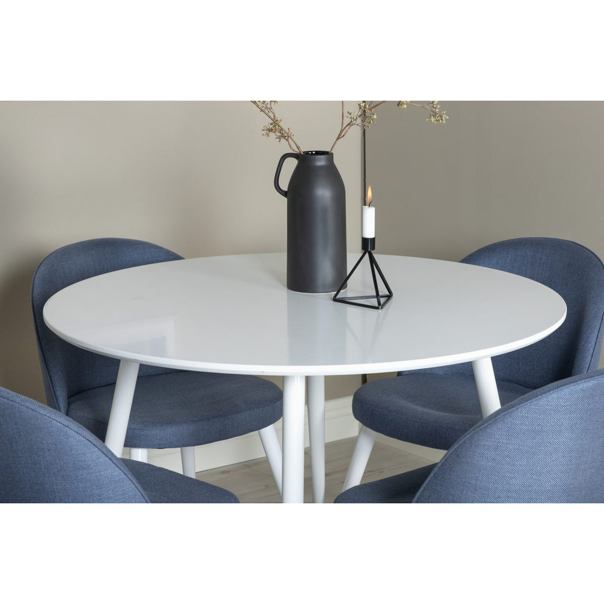 Plaza, Velvet Rund matgrupp Blå, vit, Vit, ⌀100