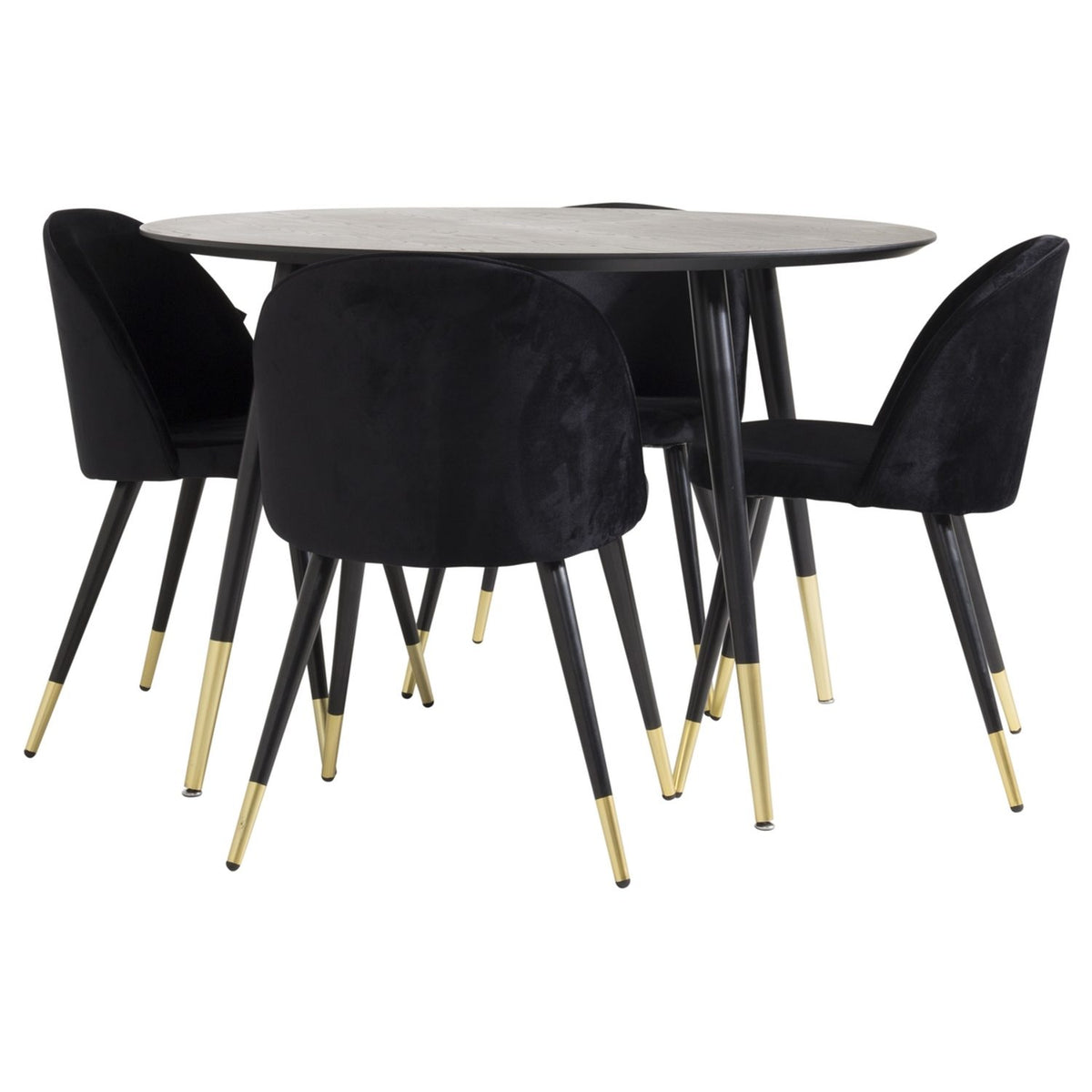 Dipp, Velvet Rund matgrupp Svart, guld, Svart, guld, ⌀115