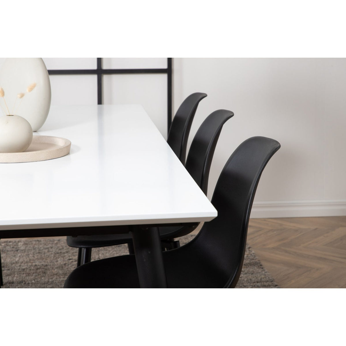 Jimmy, Polar Rektangulär matgrupp Svart, Svart, vit, 195 x 90