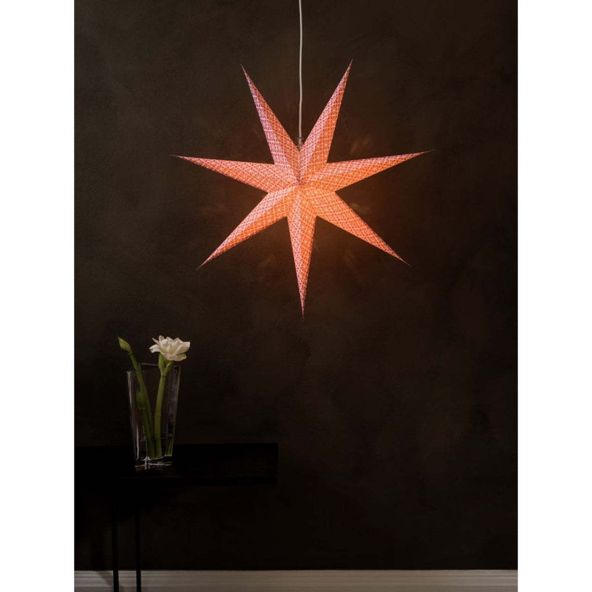 Hängande Papper Mönstrad Julstjärna Inne Lila, 78 cm