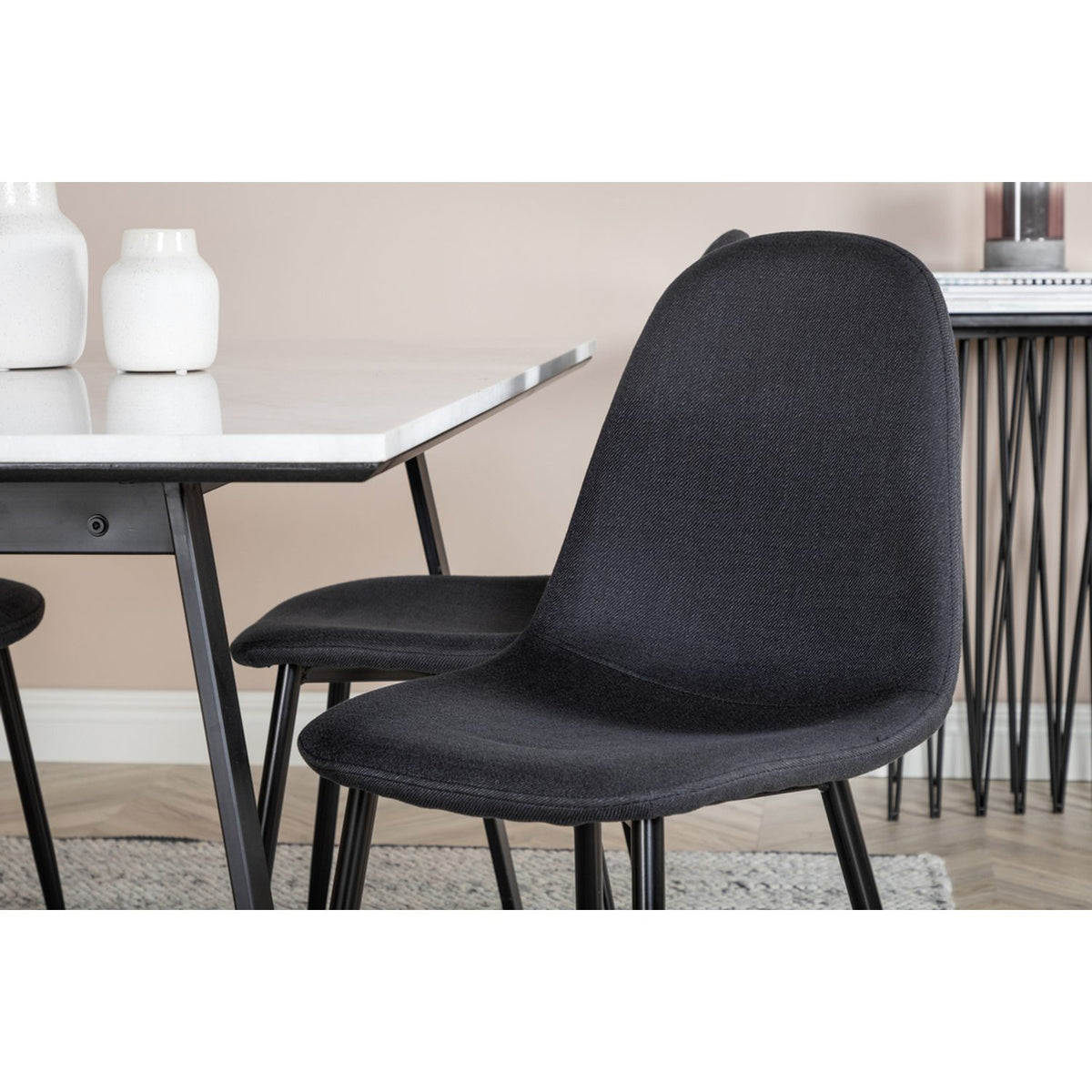 Estelle, Polar Rektangulär matgrupp Svart, Svart, vit, 140 x 90