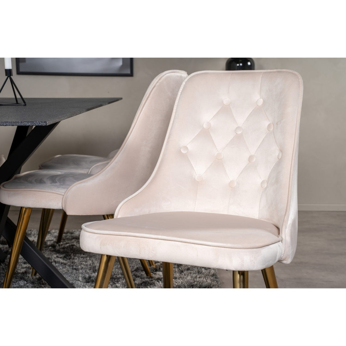Velvet Deluxe Matstol Beige, Polyestersammet