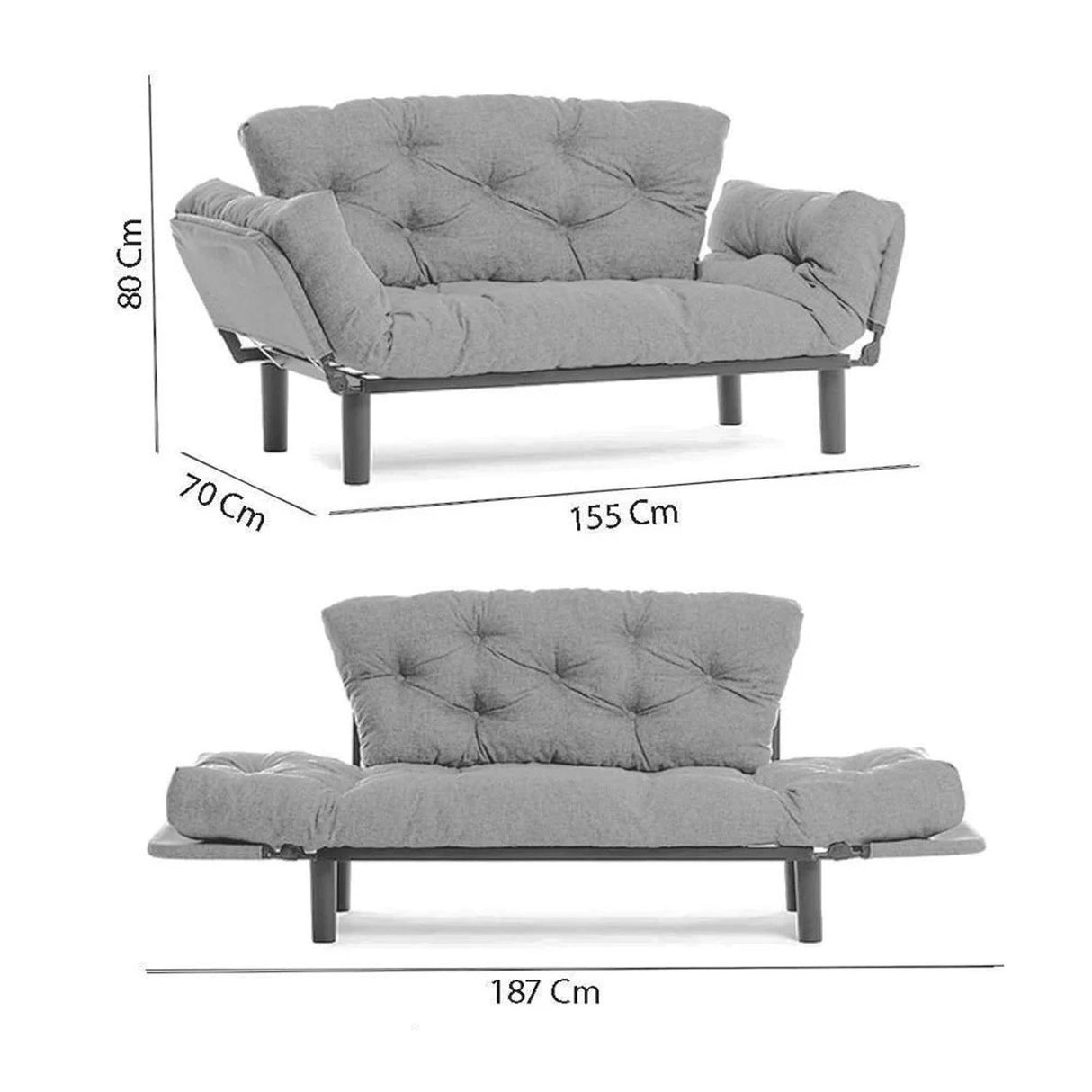 Dakar (155 x 80 x 70 cm) flerfärgad 2-sits bäddsoffa