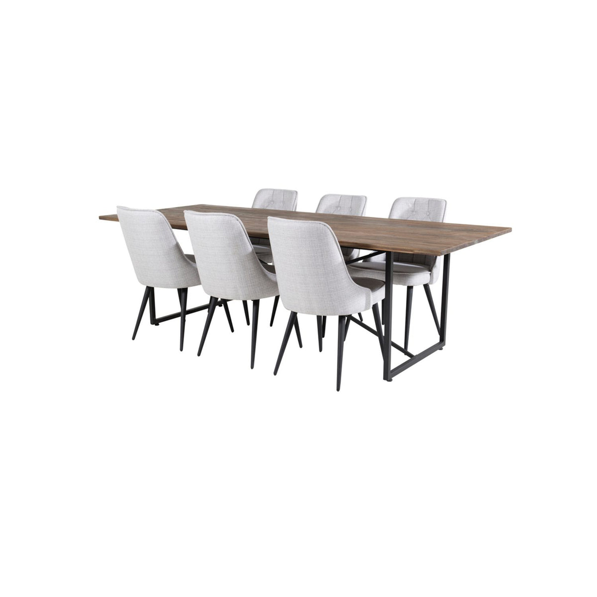 Padang, Velvet Deluxe Rektangulär matgrupp Svart,Ljusgrå, Svart,Natur, 250 x 100