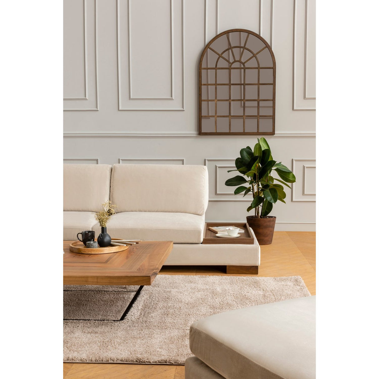 Kigali Hörn med puff (193 x 97 x 80 cm) Hörnsoffa Beige