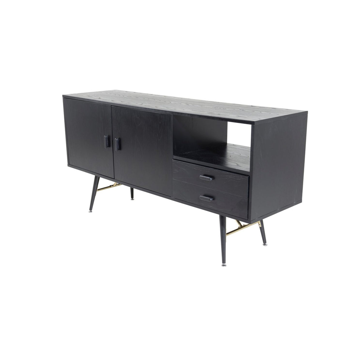 Guld Sideboard Svart, 160 x 80