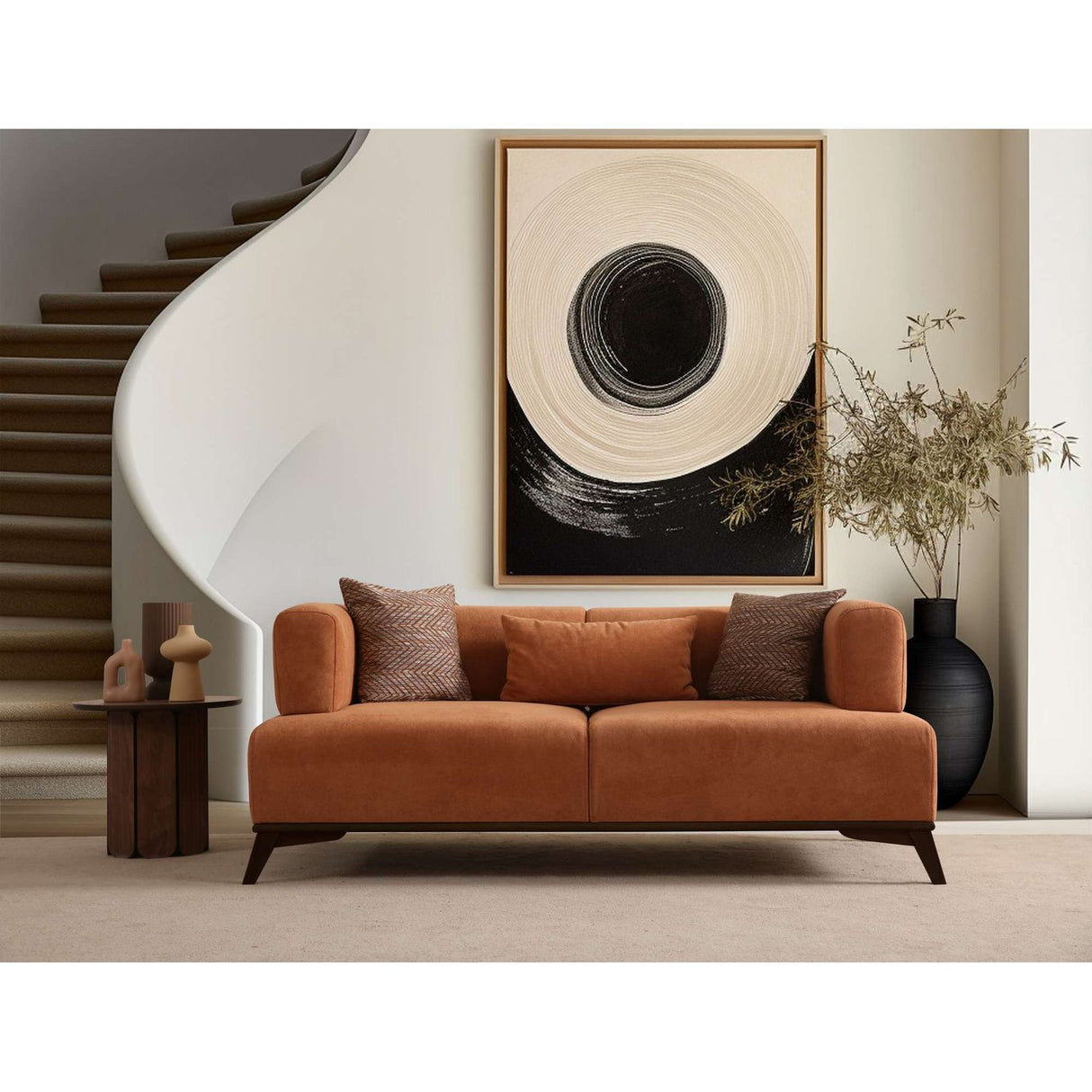Atom 2-sits soffa Orange / Svart
