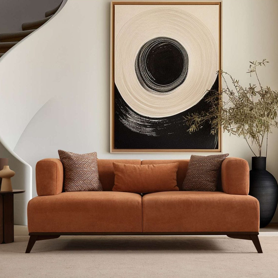 Atom 2-sits soffa Orange / Svart