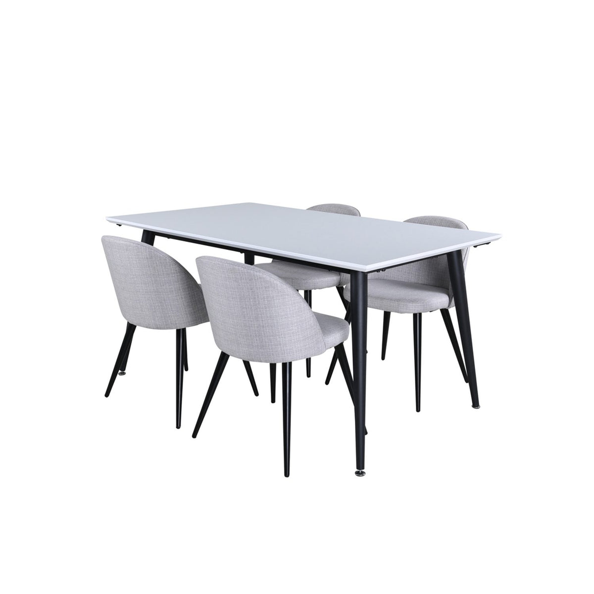 Jimmy, Velvet Rektangulär matgrupp Svart,Ljusgrå, Svart, vit, 150 x 90