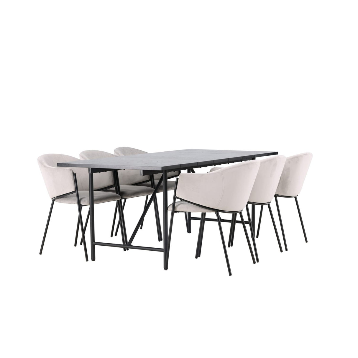 Astrid, Evelina Rektangulär matgrupp Svart,Grå, Svart, 200 x 90