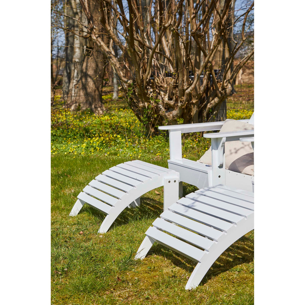 Adirondack Däckstol med Fotpall Vit