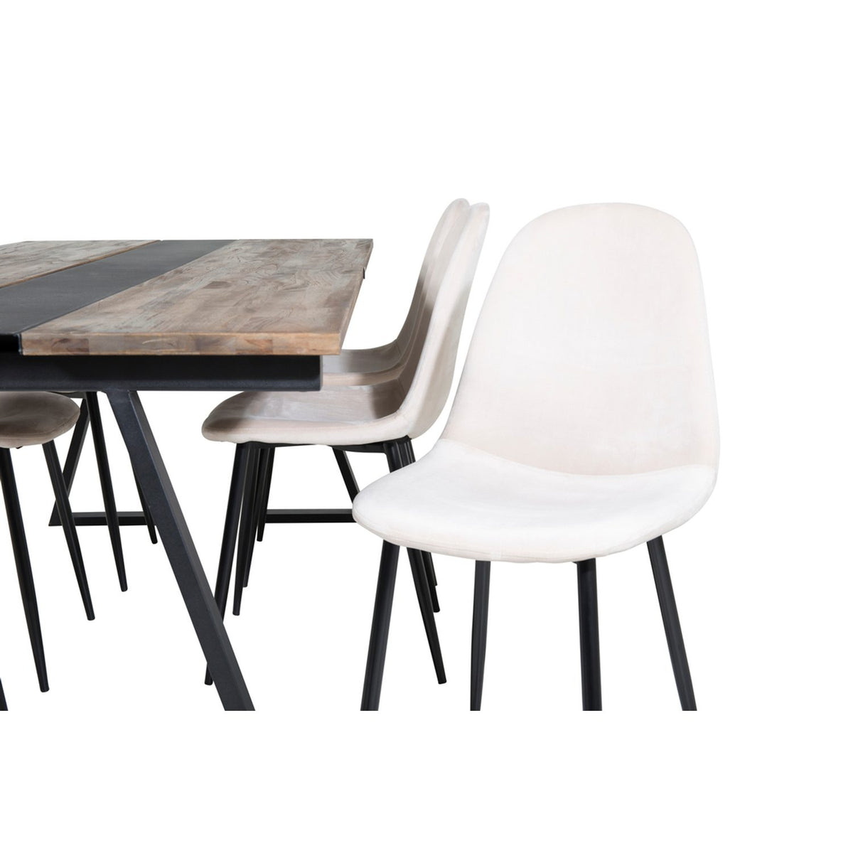 Jakarta, Polar Rektangulär matgrupp Beige,Svart, Svart,Natur, 200 x 90
