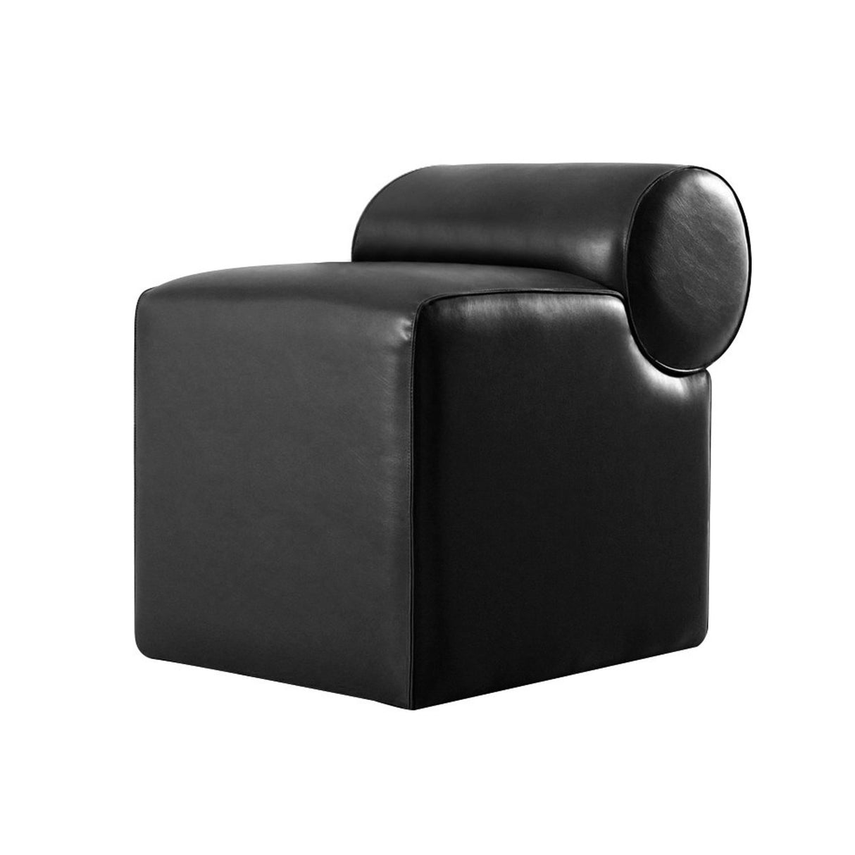 Rohin Läderpuff (53 x 49 x 53 cm) Svart Sittpuff