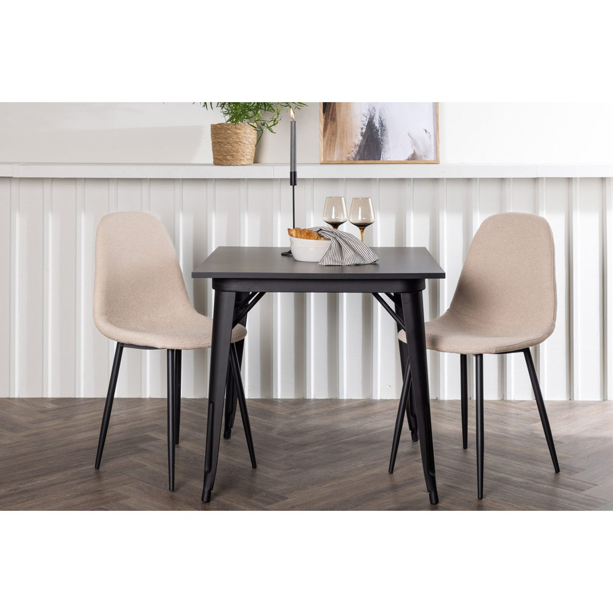 Tempe, Polar Rektangulär matgrupp Beige,Svart, Svart, 80 x 80