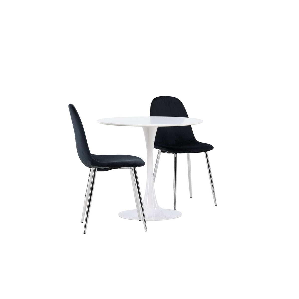 Hamden, Polar Rund matgrupp Svart,Silver, Vit, ⌀80