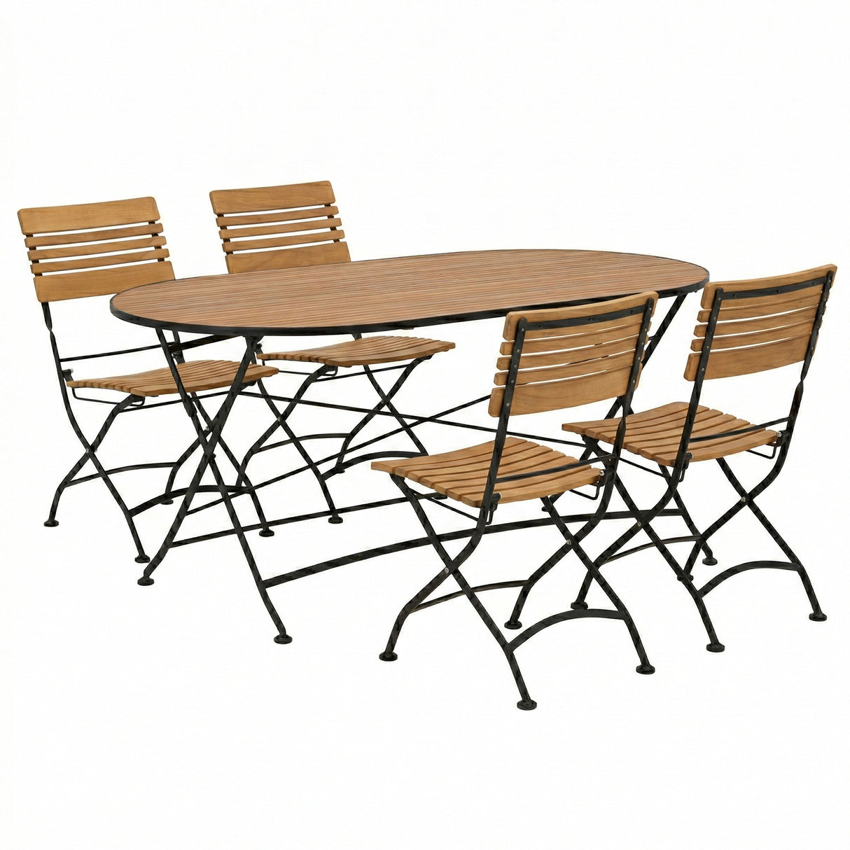 Brewer Matgrupp 160 cm Teak/Svart