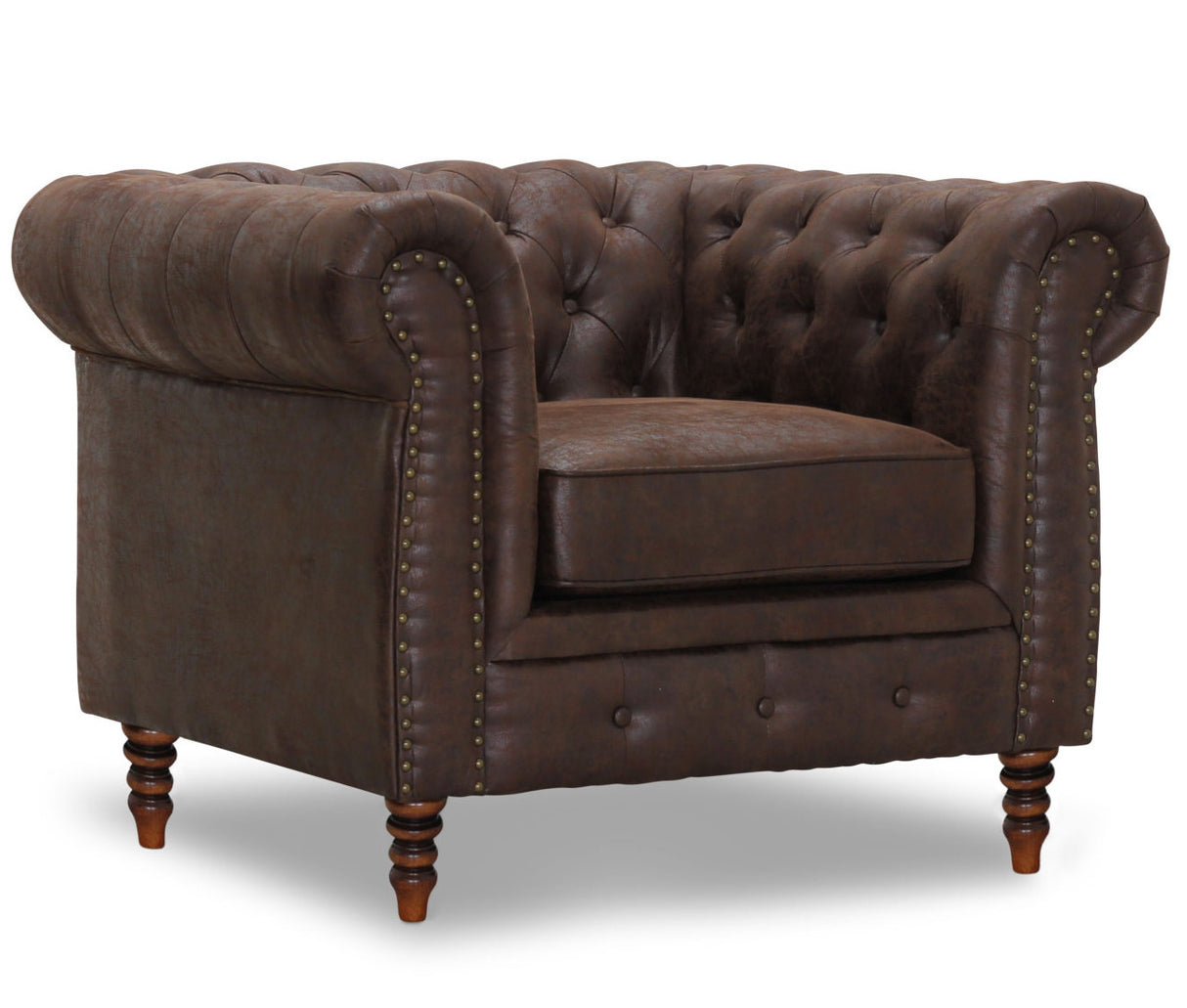 Cambridge Chesterfield Fåtölj Brunt Vintage tyg