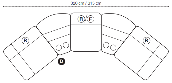 Cinema Biosoffa Komb D Grått Tyg