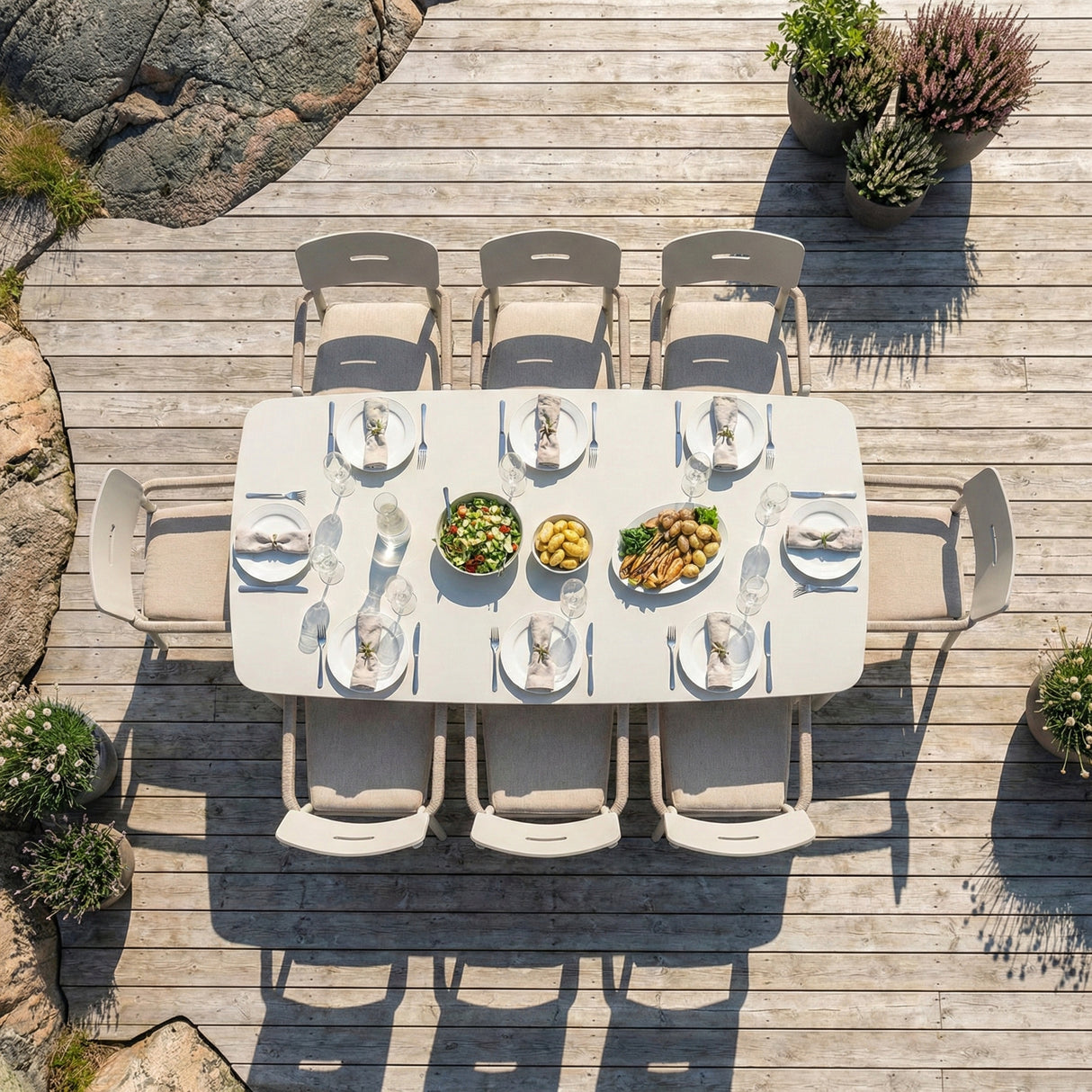 Cremona Matbord 218x98 cm Sand / Sinterad Sten