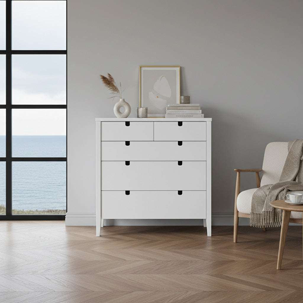 Klinte Byrå 3+2 Lådor Vit