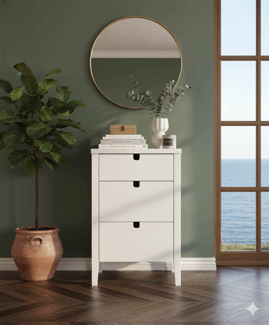 Klinte Byrå 3 Lådor Vit