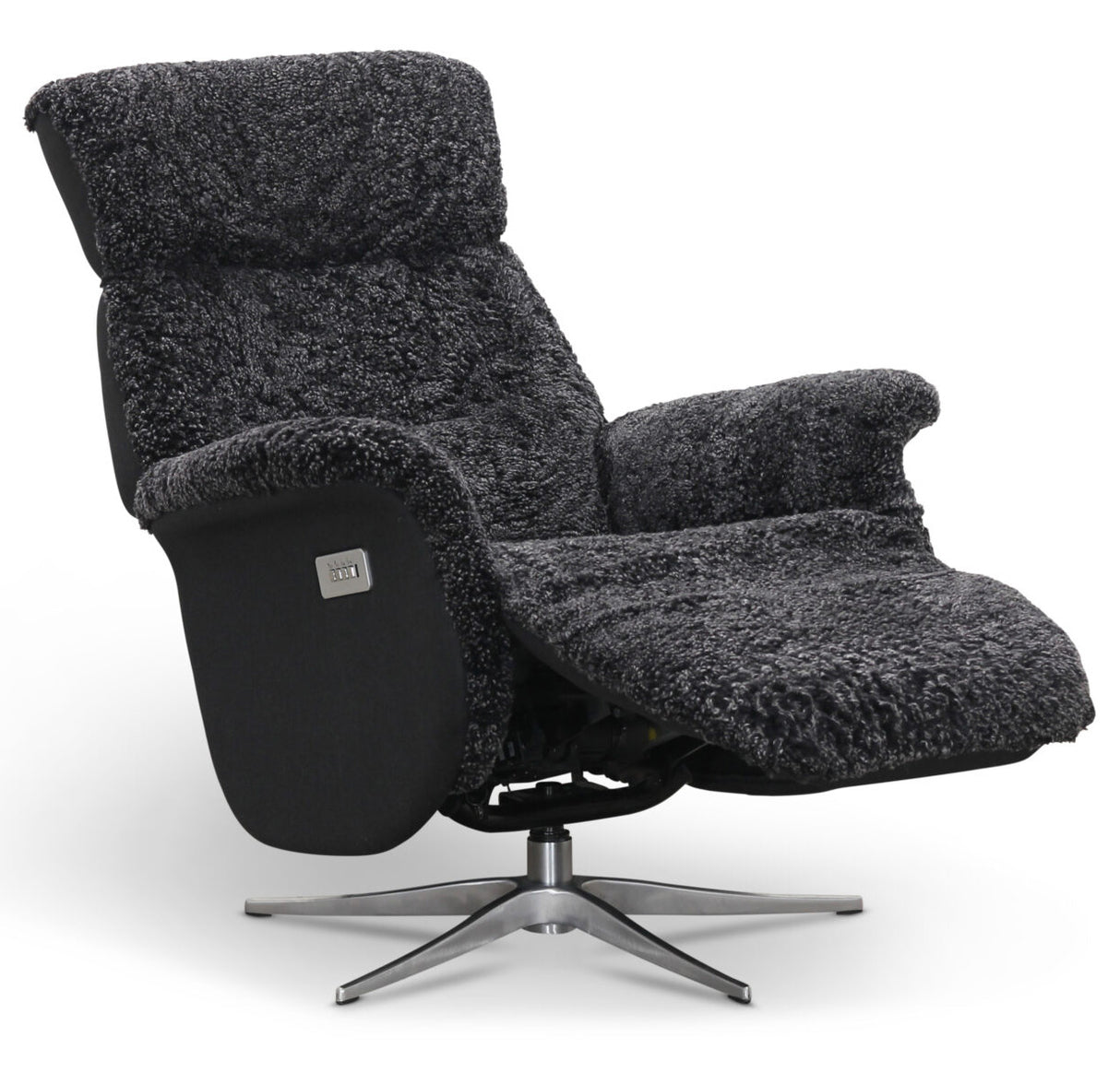 Lissabon Fåtölj Elektrisk Recline Fårskinn Mörkgrå