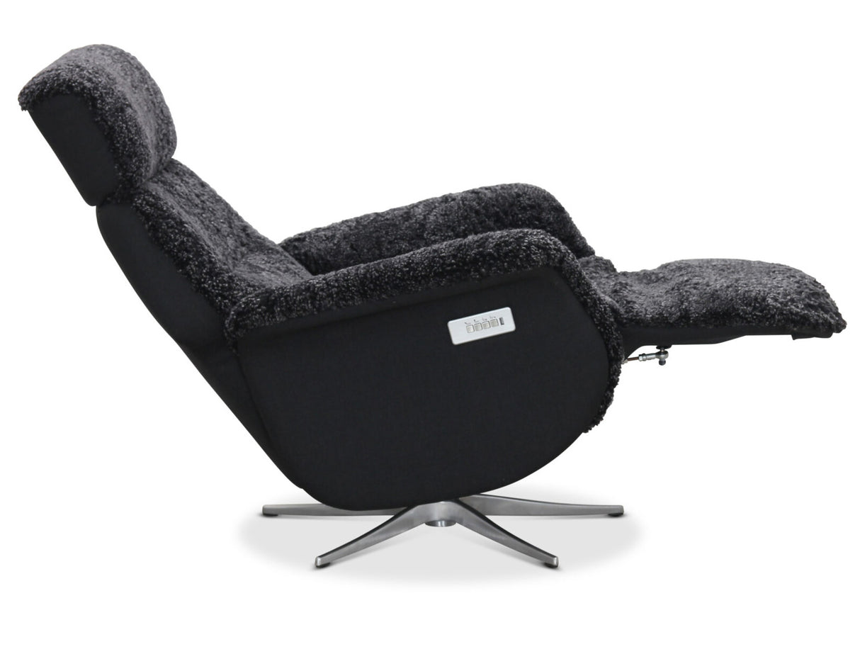 Lissabon Fåtölj Elektrisk Recline Fårskinn Mörkgrå