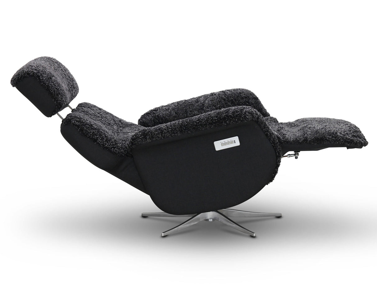 Lissabon Fåtölj Elektrisk Recline Fårskinn Mörkgrå