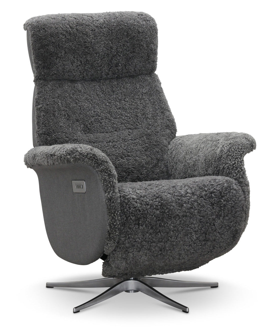 Lissabon Fåtölj Elektrisk Recline Fårskinn Ljusgrå