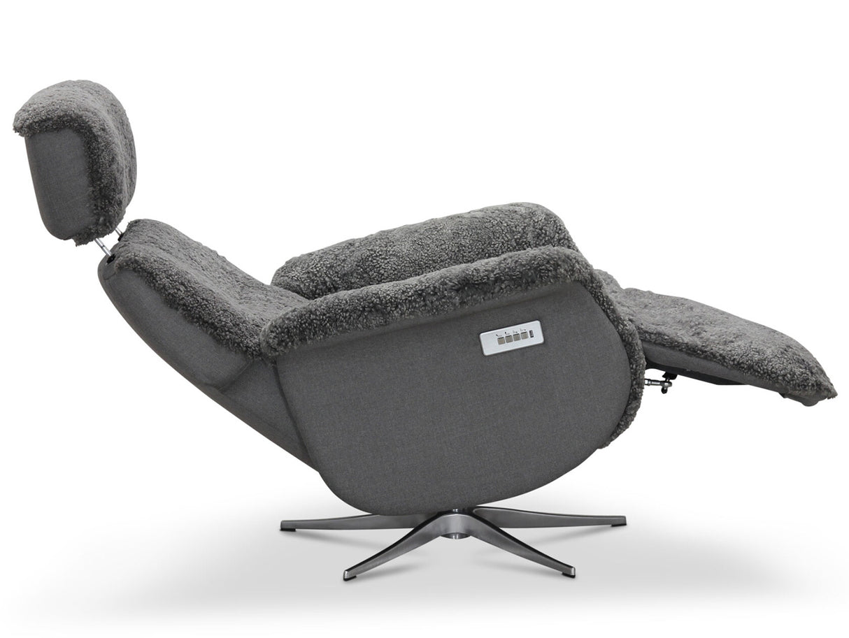 Lissabon Fåtölj Elektrisk Recline Fårskinn Ljusgrå