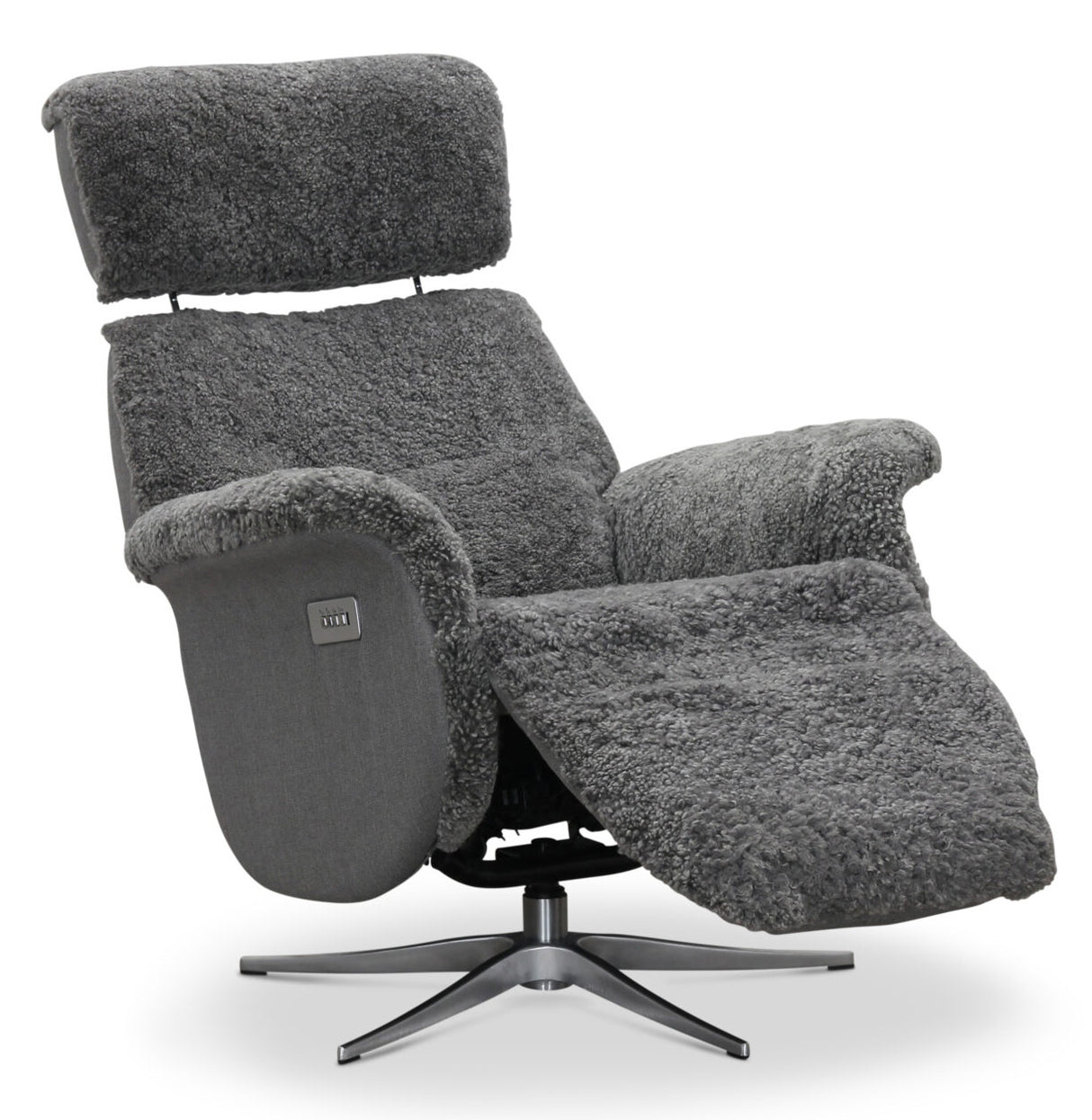 Lissabon Fåtölj Elektrisk Recline Fårskinn Ljusgrå