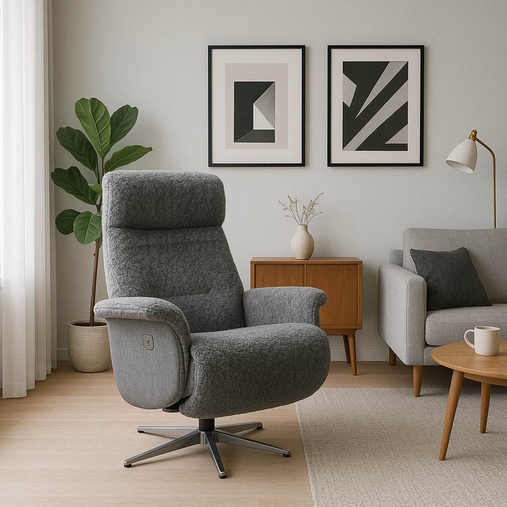 Lissabon Fåtölj Elektrisk Recline Fårskinn Ljusgrå