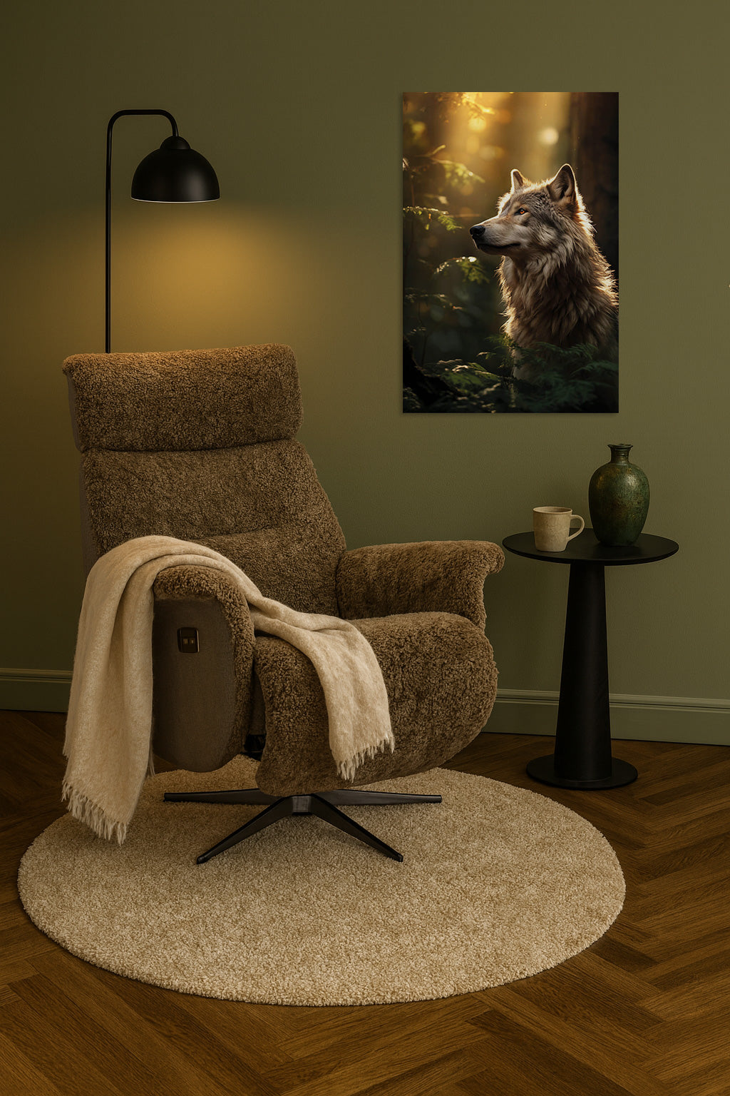 Lissabon Fåtölj Elektrisk Recline Sahara Fårskinn