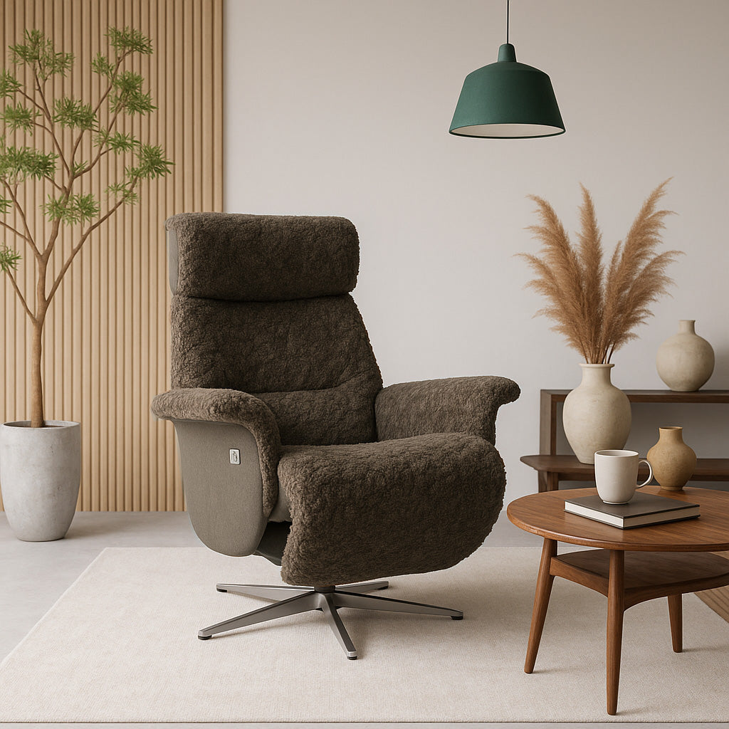 Lissabon Fåtölj Elektrisk Recline Sahara Fårskinn