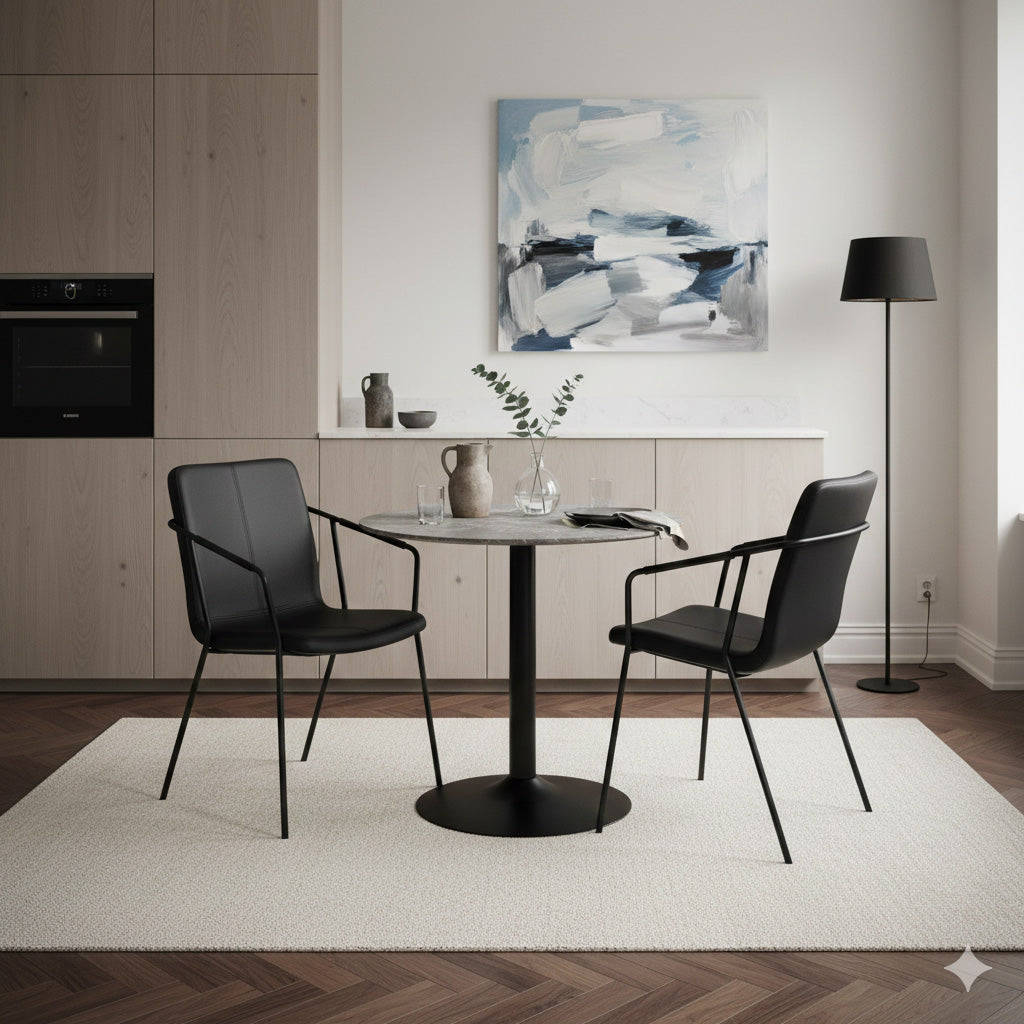 Miles Matbord Ø 80 cm Runt Sandstenslaminat, Trumpfot