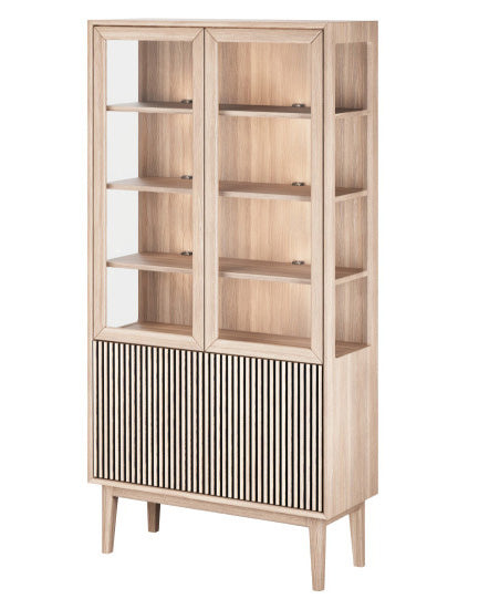 Broholm Vitrinskåp Lameller Glassidor Vitoljad Ek